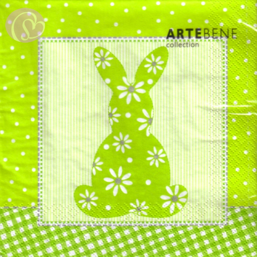 Lunchservietten Hase, geblümt limone