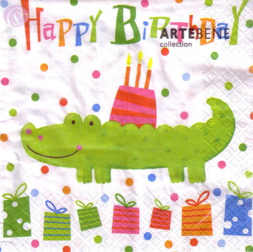 Lunchservietten Kids Birthday, Krokodil