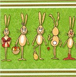Lunchservietten Five smart bunnies, grün