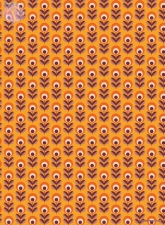 Geschenkpapier Retro-Blumen auf Orange/Aubergine