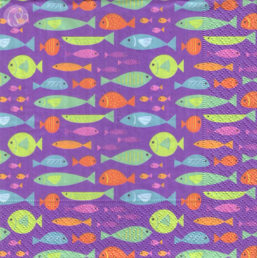 Lunchservietten Bunte Fische auf Lila