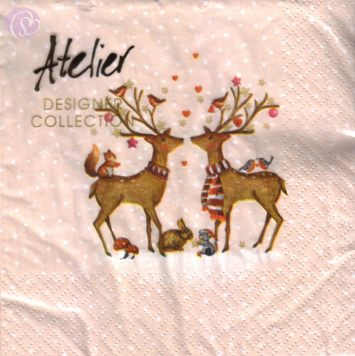 Lunchservietten Romatic deers, puder