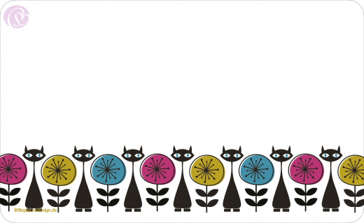 Frühstücksbrettchen Retro-Blumenkatzen