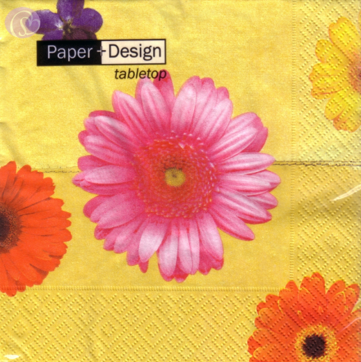 Lunchservietten Colourful Gerbera, gelb