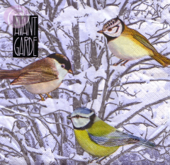 Lunchservietten Vögel im Schnee