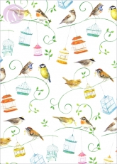 Geschenkpapier Vögel und Vogelkäfige (4 Bogen)