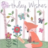 Quadratische Klappkarte Birthday Wishes, Little Fox