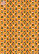 Geschenkpapier Retro-Blumen auf Orange/Grau