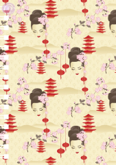 Notizblock Kirschblüten Geisha