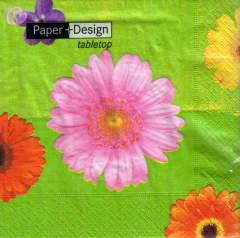 Lunchservietten Colourful Gerbera, grün