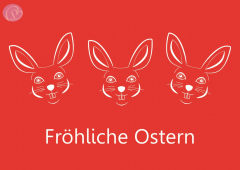 Postkarte Fröhliche Ostern, rot