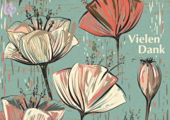 Postkarte Vielen Dank, Vintage Blumenwelt