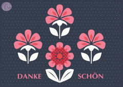 Postkarte Dankschön, Palmette-Blüten Punkte