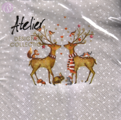 Lunchservietten Romatic deers, taupe
