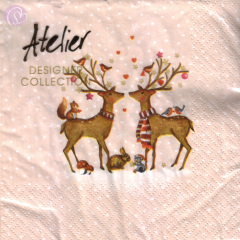 Lunchservietten Romatic deers, puder