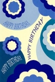 Klappkarte Happy Birthday, Flower Power blau