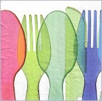 Lunchservietten Kubi, buntes Besteck